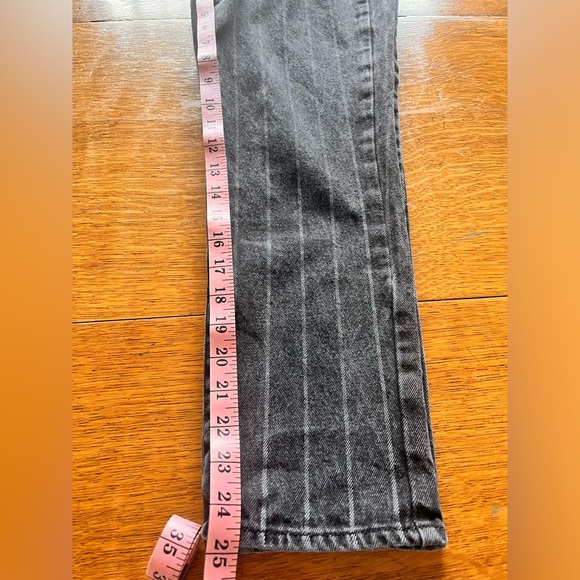 Black mom jeans with white stripes.  PAC SUN 25 mom jean denim striped goth punk - Picture 6 of 6